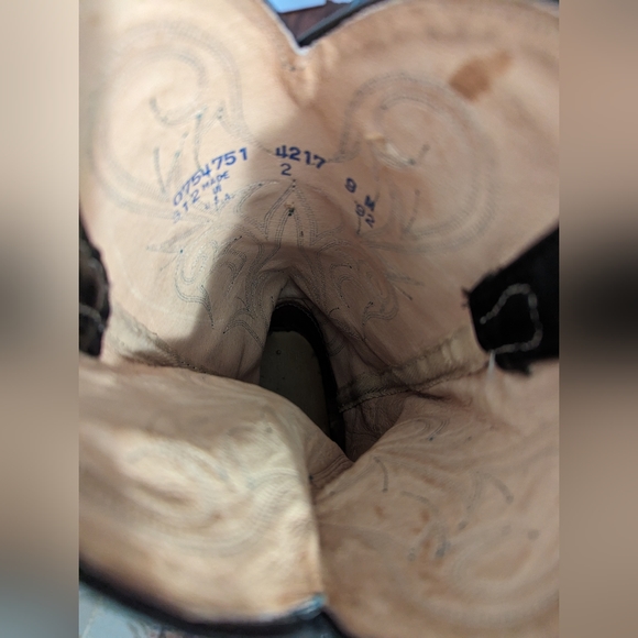 Size 9 Dan Post Green and Black Cowboy Lizard skin Boots - Picture 2 of 10